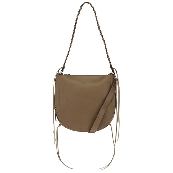 Geanta crossbody maro cu franjuri Nalí