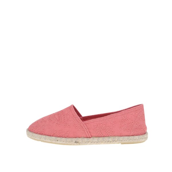 Espadrile roz OJJU cu model floral brodat