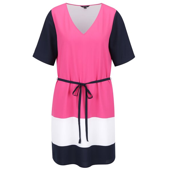 Rochie roz & bleumarin Nautica cu mâneci medii
