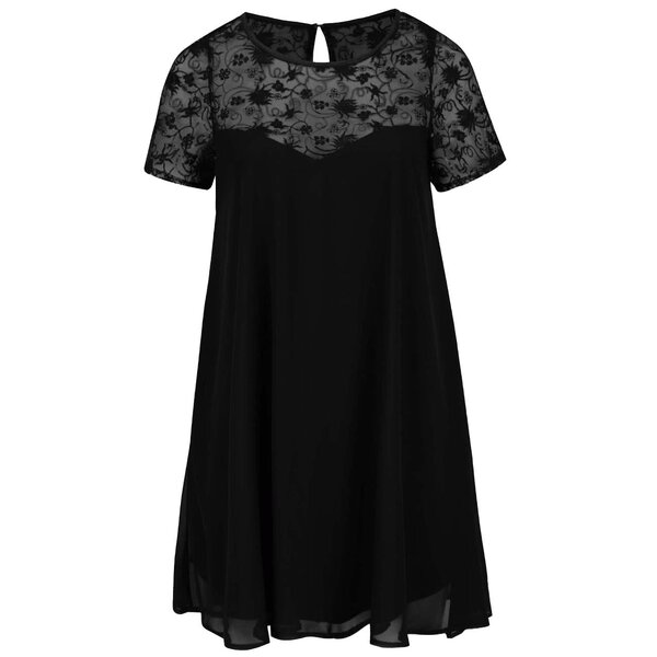 Rochie plus size neagra cu dantela si paiete Goddiva
