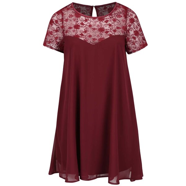 Rochie plus size bordo cu dantela si paiete Goddiva