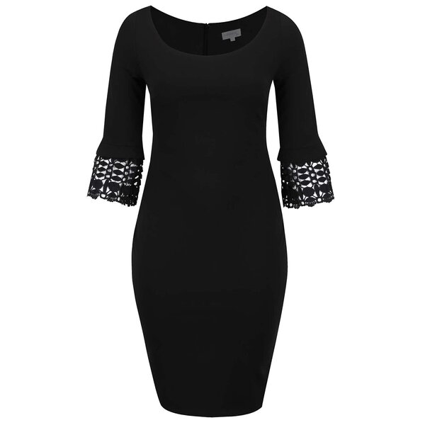 Rochie neagră cu detalii din dantelă Goddiva
