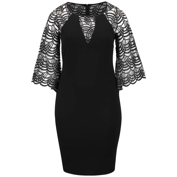 Rochie neagră cu mâneci clopot Goddiva