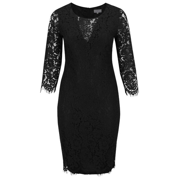Rochie neagră din dantelă Goddiva cu mâneci lungi