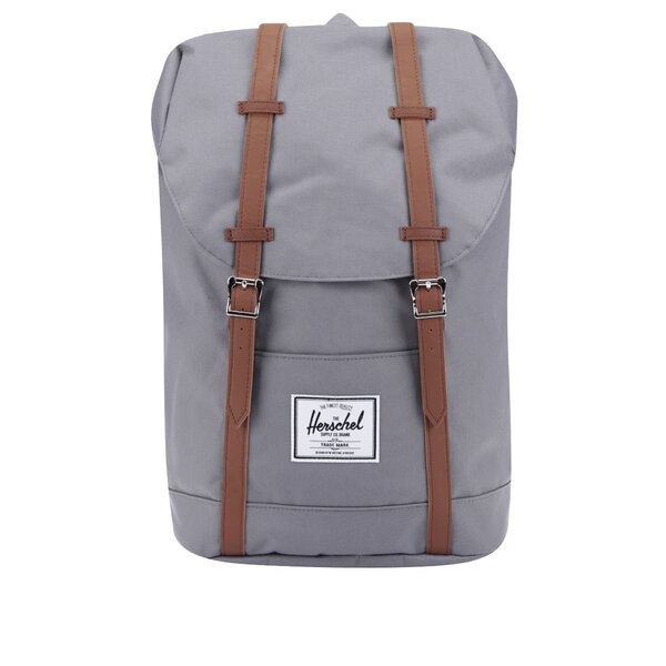 Rucsac gri Herschel Retreat 19,5 l cu curele maro
