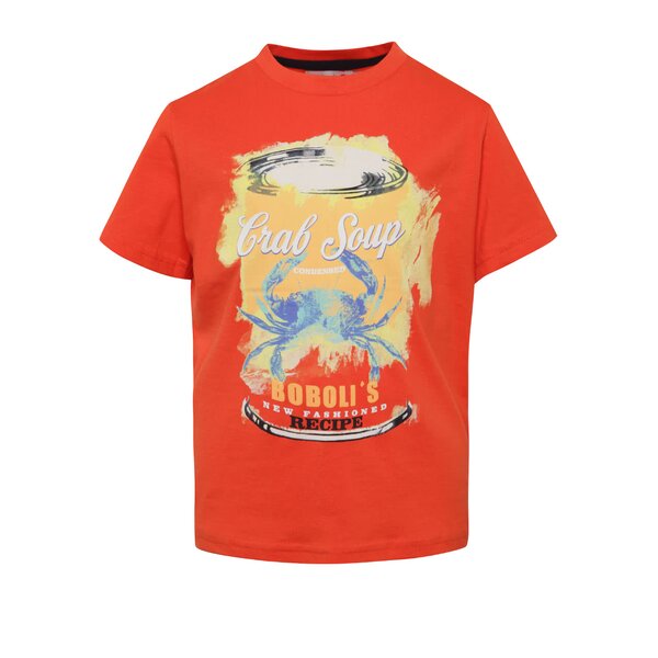 Tricou roșu cărămiziu Bóboli din bumbac cu print pentru băieți