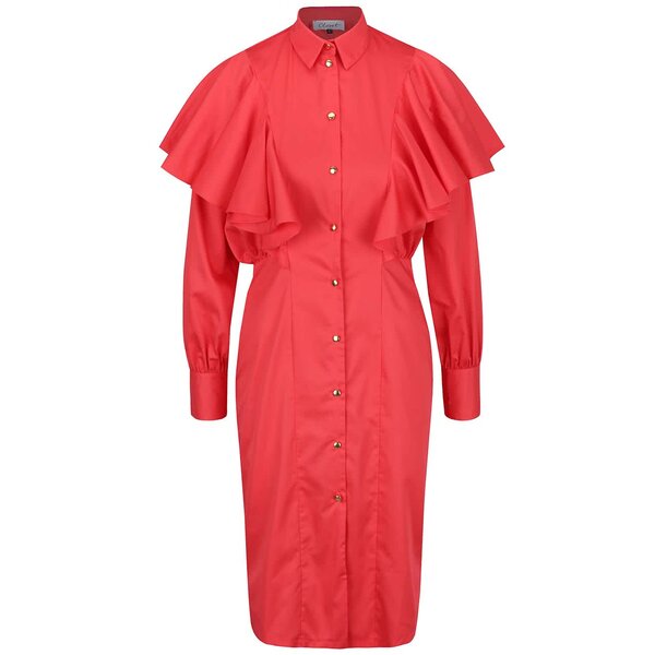 Rochie bodycon rosie cu volane ample - Closet