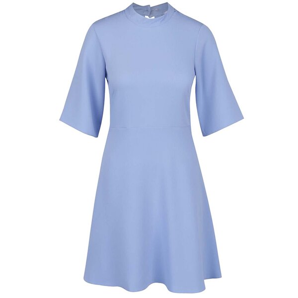 Rochie bleu cu decupaj la spate si maneci 3/4 clopot - Closet