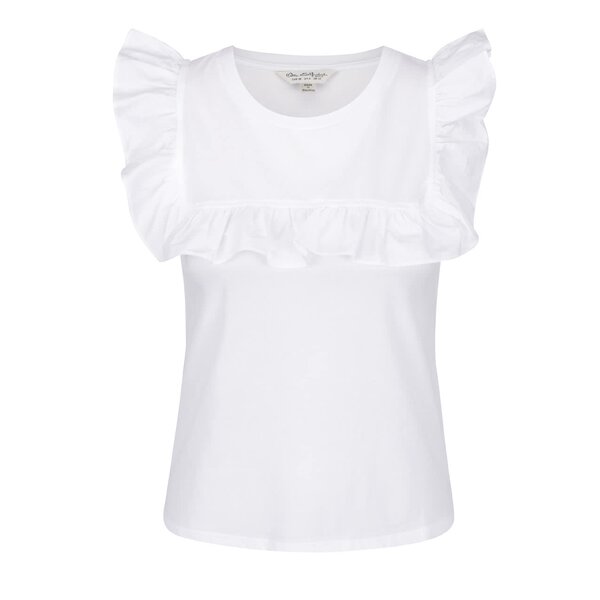 Tricou alb cu volane Miss Selfridge