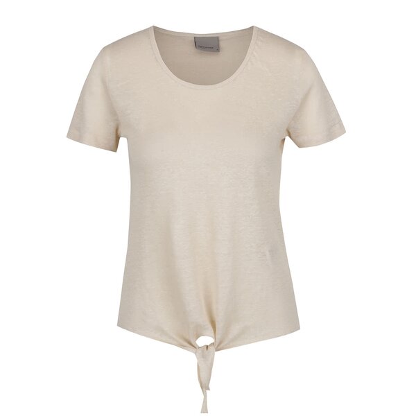 Tricou din in bej cu nod decorativ - Vero Moda Reza