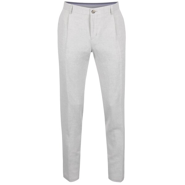 Pantaloni gri melanj deschis Bertoni Schack cu croi drept