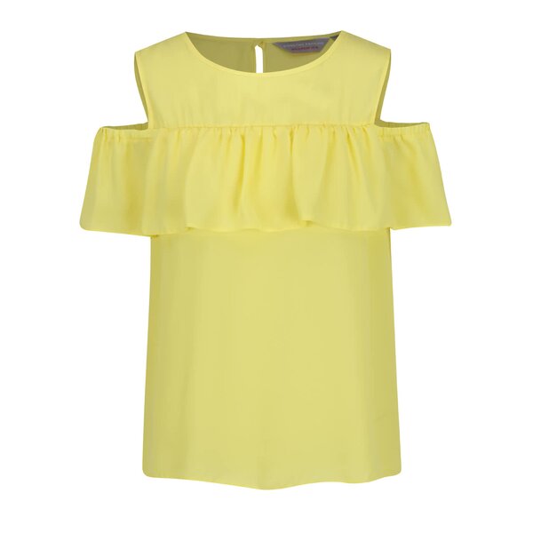 Bluza cold shoulder galbena cu volane Dorothy Perkins