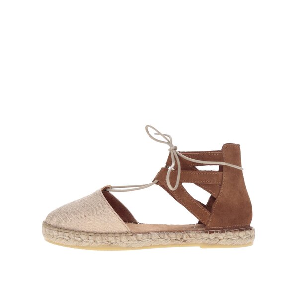Espadrile maro Pieces Linnea din piele