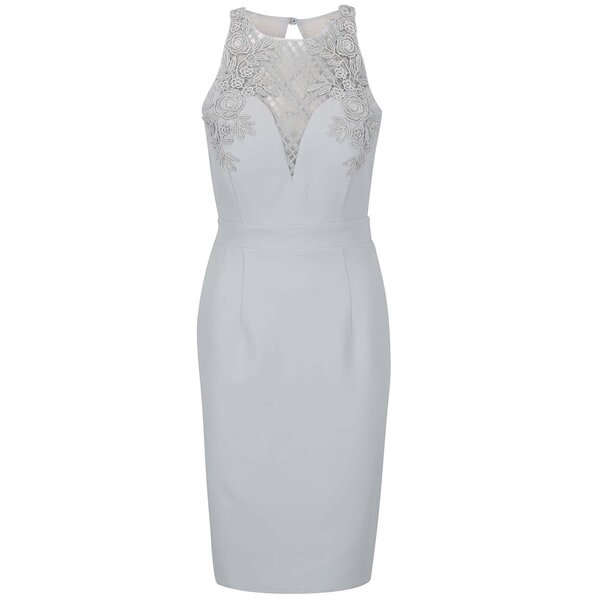 Rochie gri Little Mistress cu aplicație din tulle și broderie