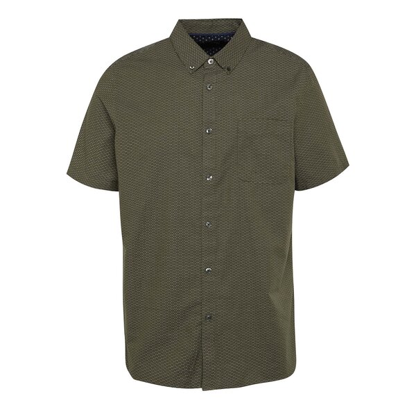 Cămașă verde închis Burton Menswear London regular fit din bumbac cu model discret și mâneci scurte