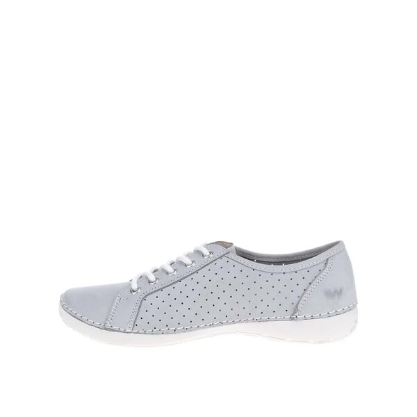 Pantofi gri deschis din piele cu perforatii pentru femei Weinbrenner