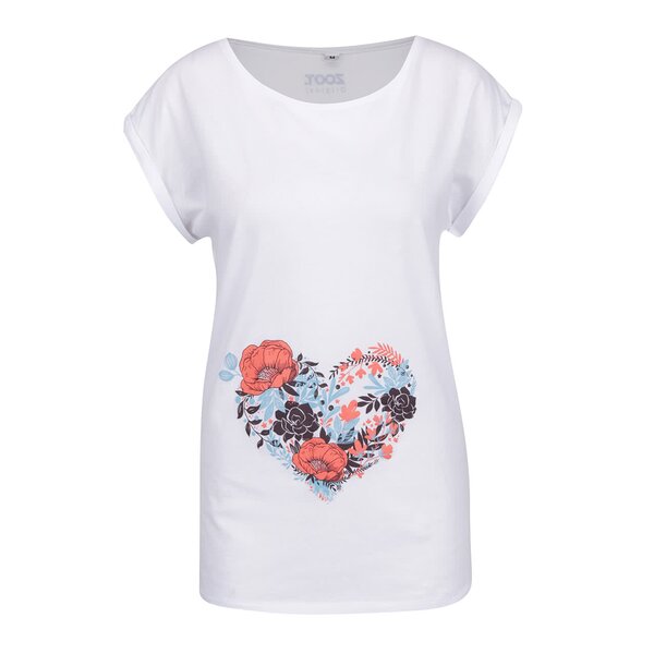 Tricou alb ZOOT Original Flower heart cu print