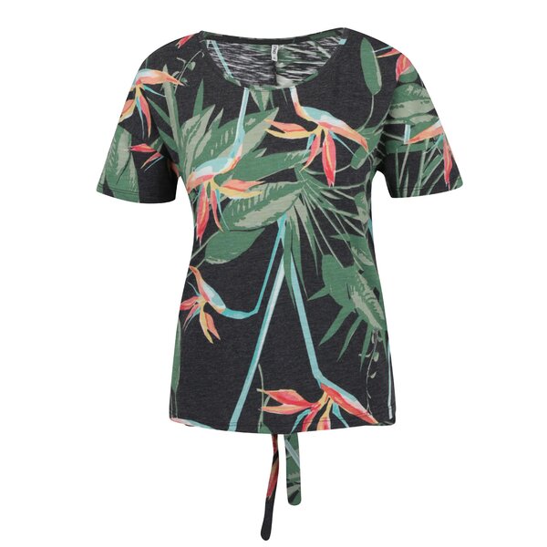 Tricou gri cu imprimeu tropical si cordon la spate ONLY Vega