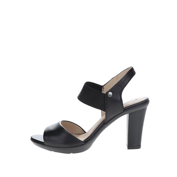 Sandale negre din piele cu toc înalt Geox Jadalis