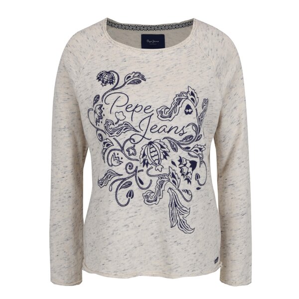 Bluză crem Pepe Jeans Beatriz cu imprimeu