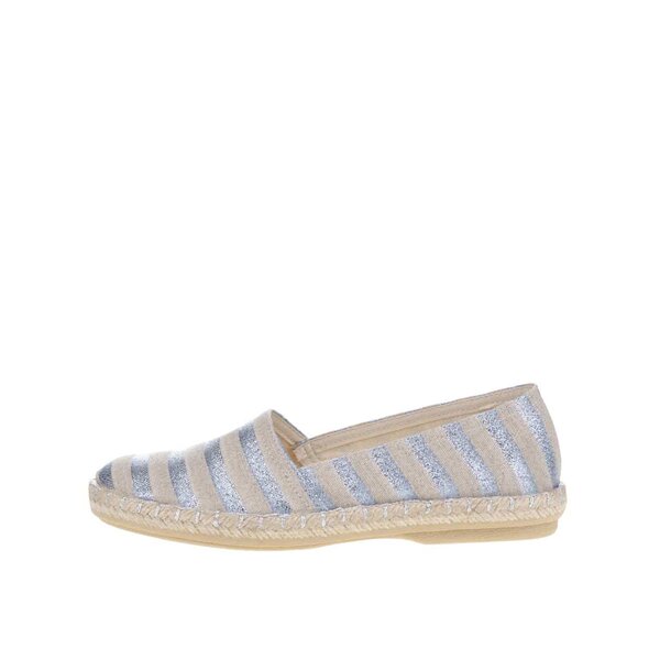 Pantofi slip on bej in dungi cu aspect stralucitor OJJU