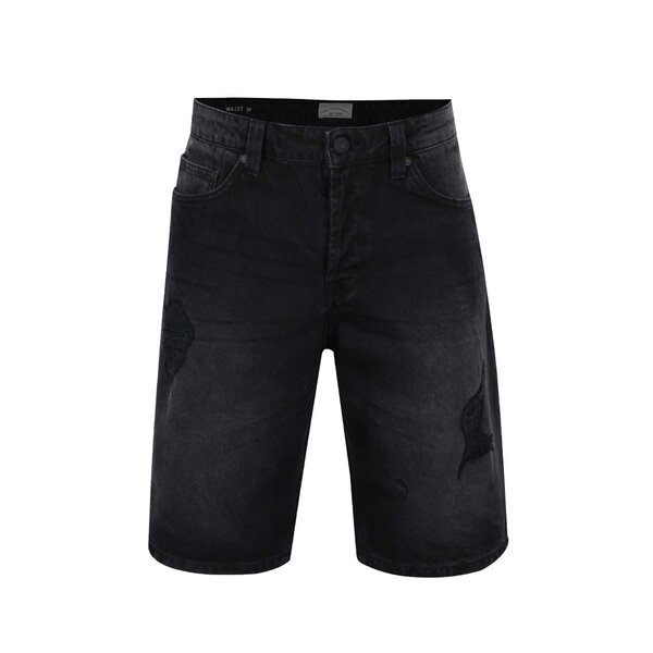 Pantaloni scurți negri din denim ONLY & SONS Weft cu aspect deteriorat
