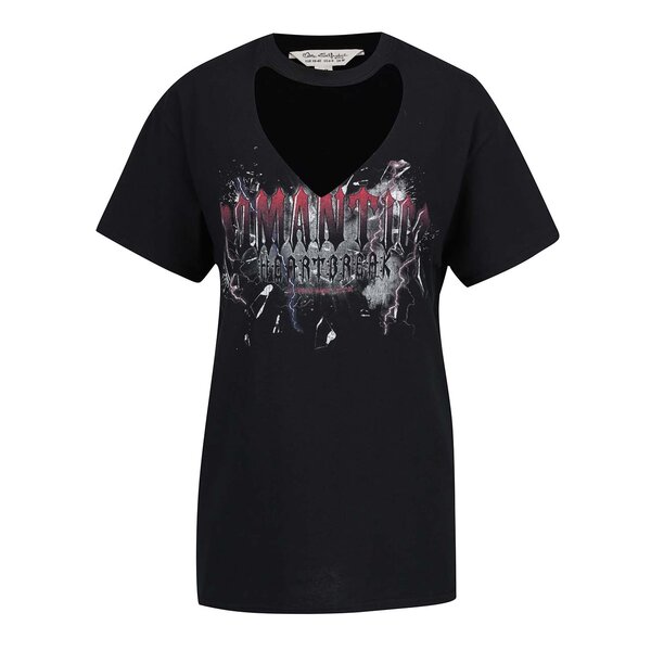 Tricou negru choker cu imprimeu Miss Selfridge