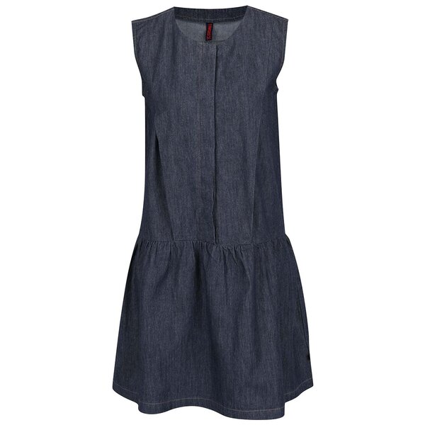 Rochie albastră din denim Tranquillo Elda cu guler înalt