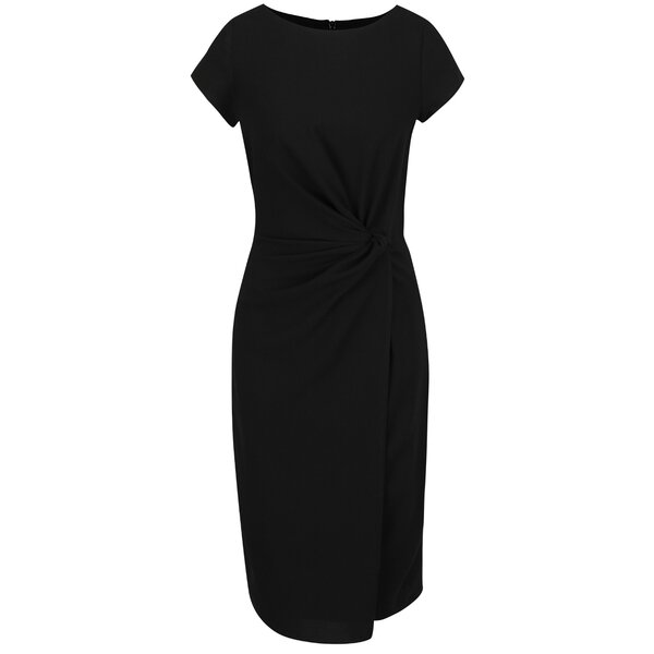 Rochie neagră cu nod decorativ și mâneci scurte Dorothy Perkins