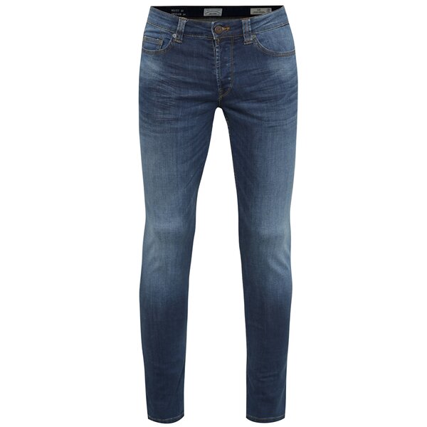 Blugi slim fit albastri cu aspect decolorat ONLY & SONS Loom
