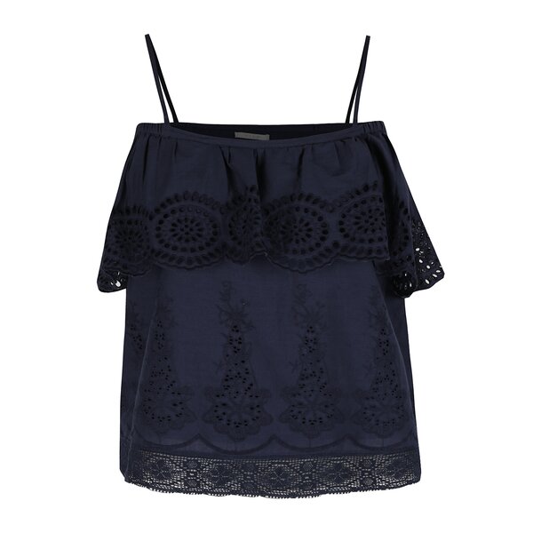 Top bleumarin VILA Emilia cu volan decorativ