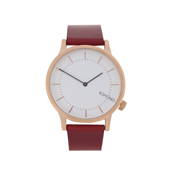 Ceas unisex auriu Komono Winston Regal cu curea roșie din piele