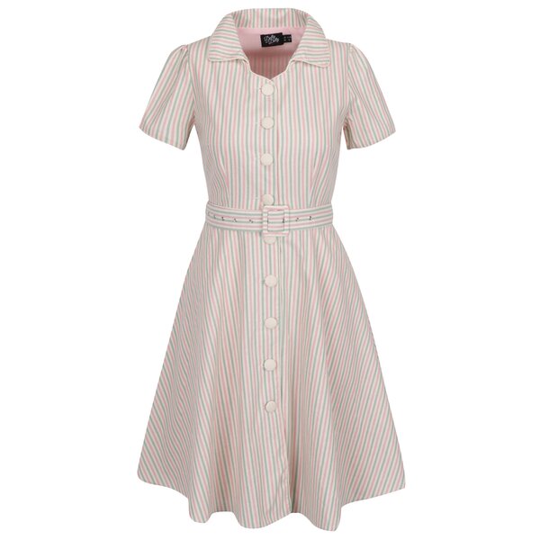 Rochie crem midi Dolly & Dotty Jannie cu model în dungi