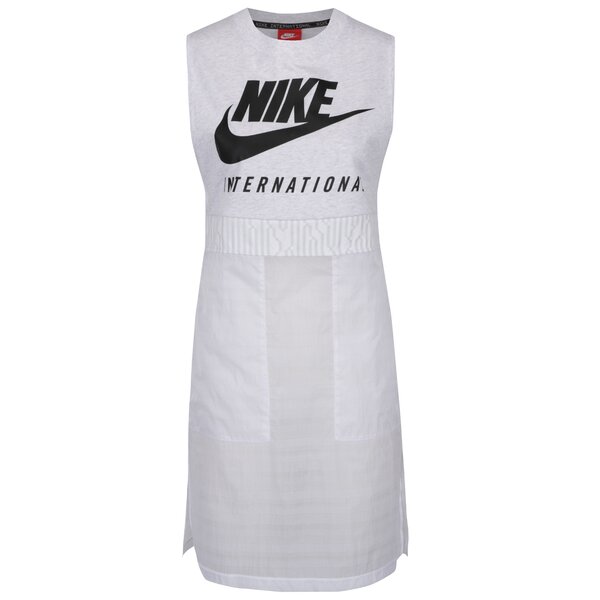 Top lung alb cu print pentru femei Nike