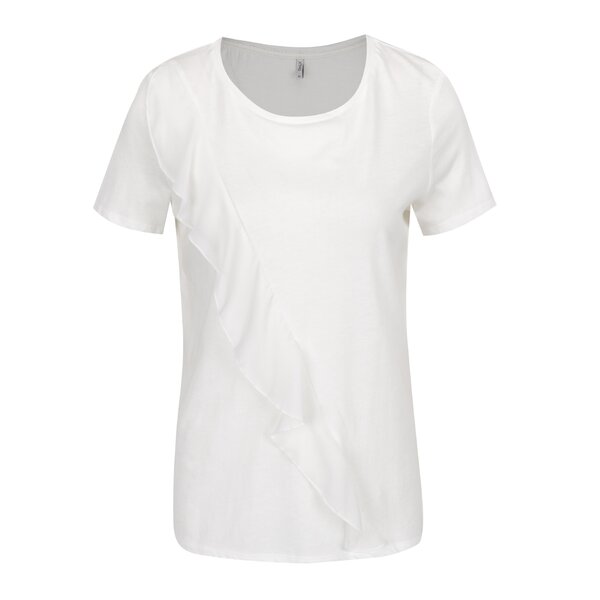Tricou crem ONLY Tascha cu volan decorativ