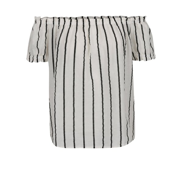 Bluză crem & negru VERO MODA Stripy cu umerii goi și model în dungi