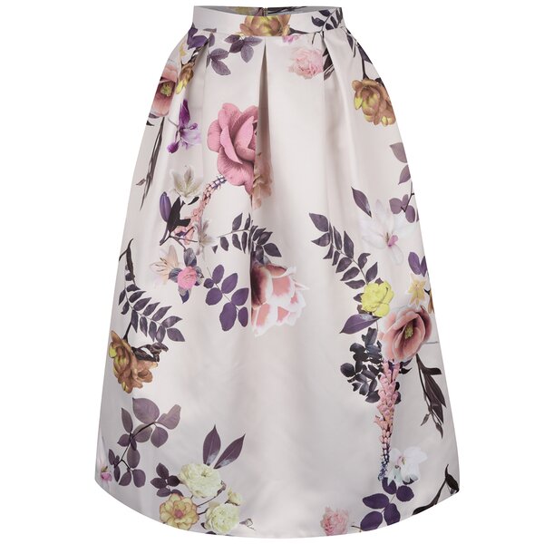 Fusta crem cu imprimeu floral Closet