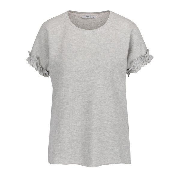 Tricou gri melanj ONLY Daniyel cu mâneci cu volane