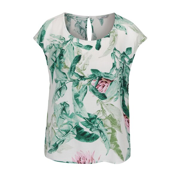 Tricou crem ONLY Elena cu imprimeu tropical