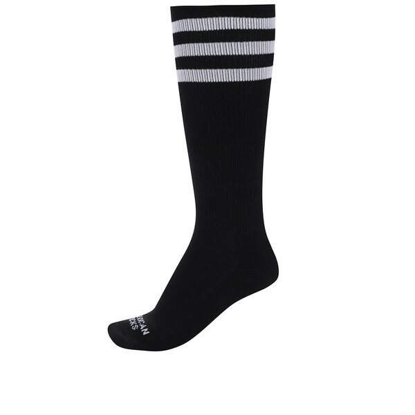 Șosete unisex negre cu dungi albe American Socks
