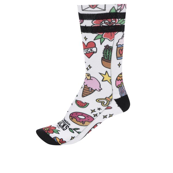 Șosete unisex albe cu print American Socks