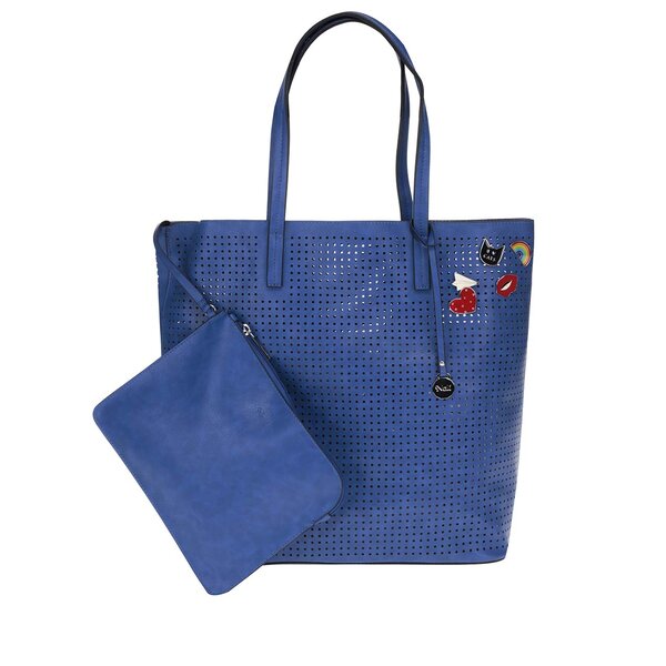 Geantă shopper albastră cu perforatii Nalí 2 în 1