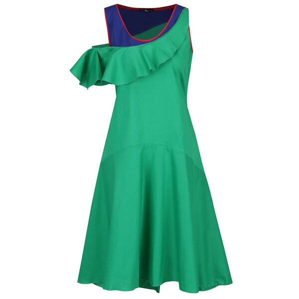 Rochie verde&albastru cu aspect 2în1 Lena Criveanu