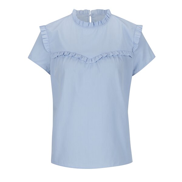 Top albastru ONLY Ozzy cu volane decorative