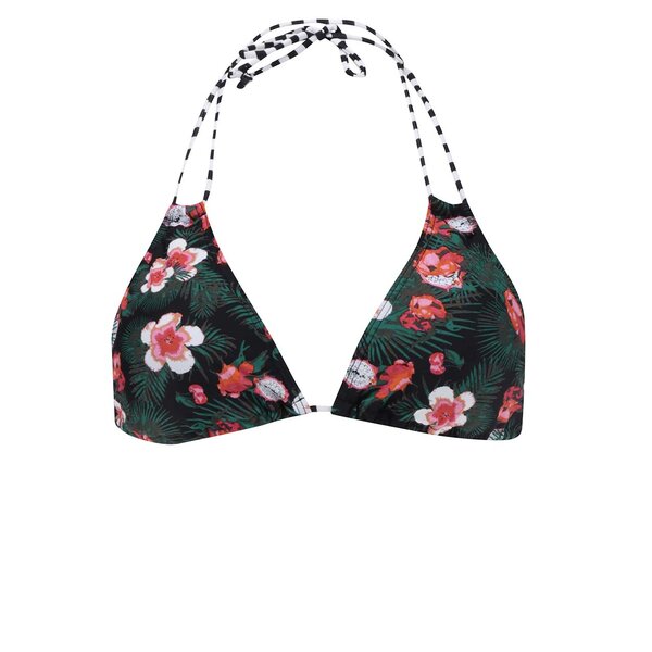 Sutien de baie negru Pieces Liva cu imprimeu floral