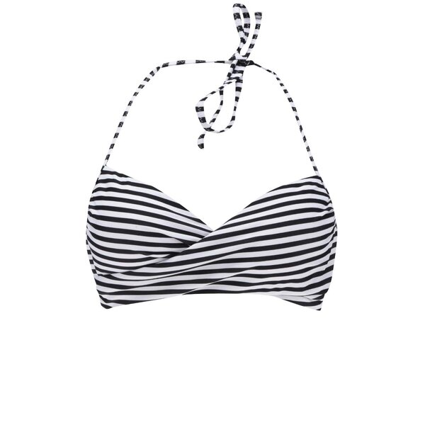 Sutien de baie bandeau crem &negru Pieces Liliella cu model în dungi