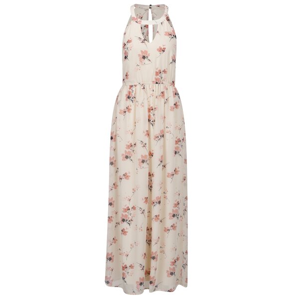 Rochie maxi bej VERO MODA Wilmara cu model floral