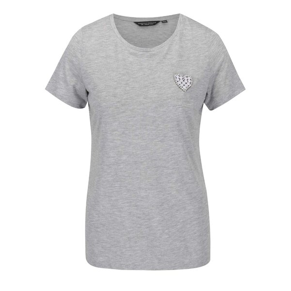 Tricou gri melanj Dorothy Perkins cu detaliu în formă de inimă