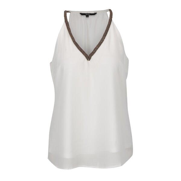 Top alb fildeș VERO MODA Betty cu aplicații din mărgele