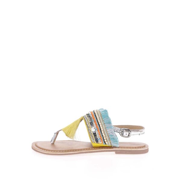 Sandale galbene Dorothy Perkins cu franjuri multicolore